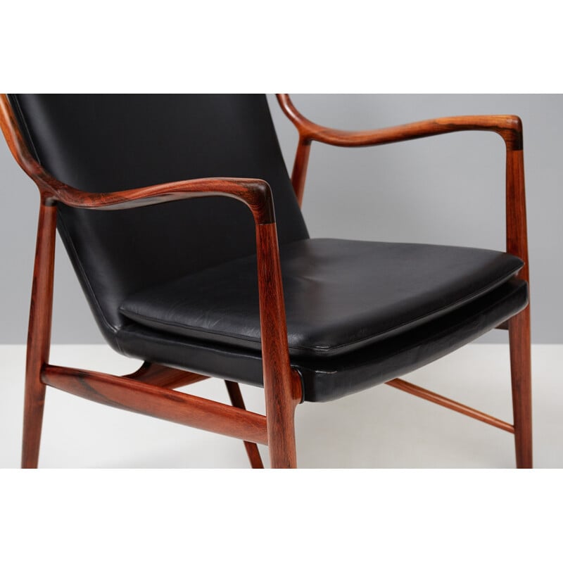 Vintage FJ-45 armchair in rosewood and leather by Finn Juhl - 1960s