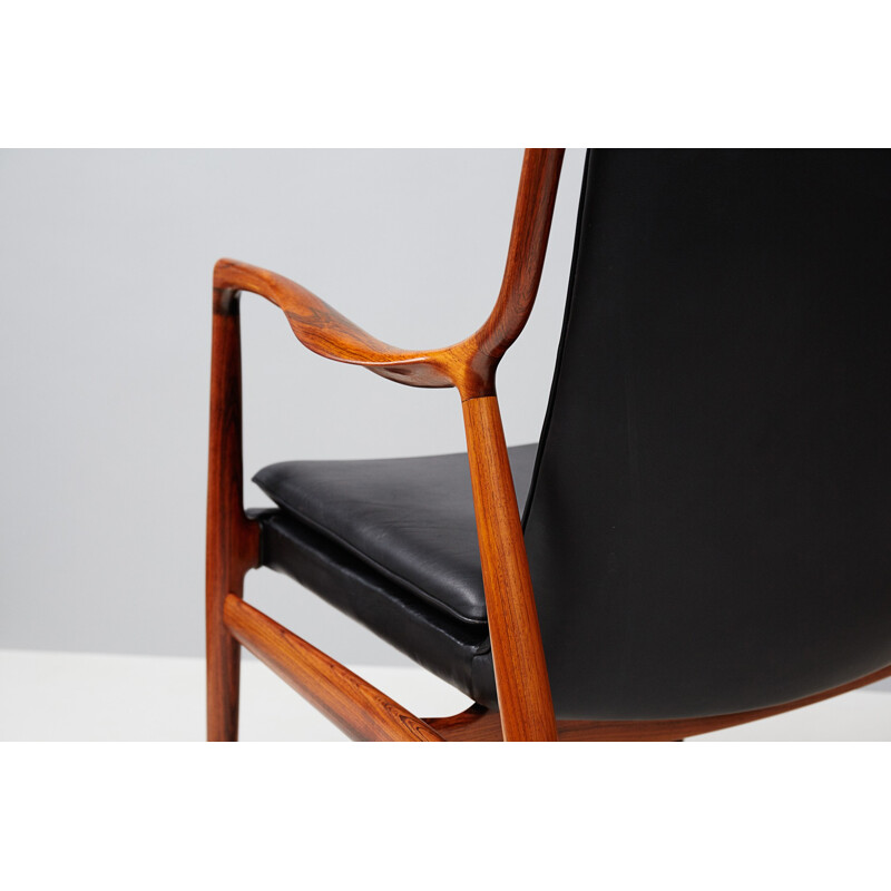 Vintage FJ-45 armchair in rosewood and leather by Finn Juhl - 1960s