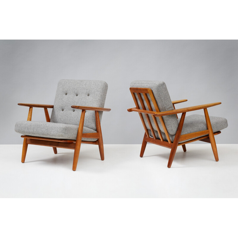 Vintage Grey GE-240 armchairs by Hans Wegner - 1950s