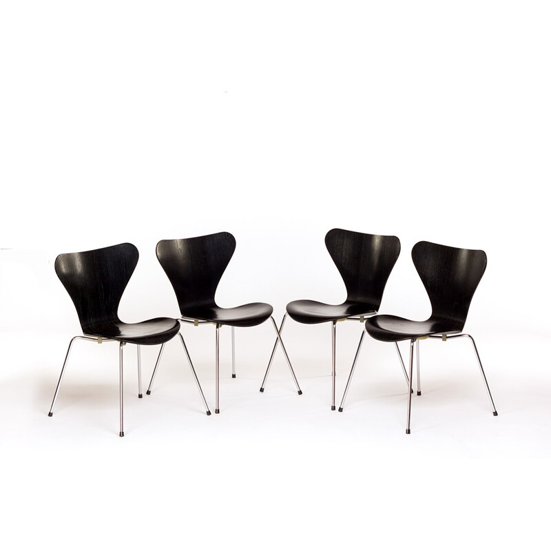 Set of 4 vintage butterfly 3107 chairs by Arne Jacobsen for Fritz Hansen - 1980s