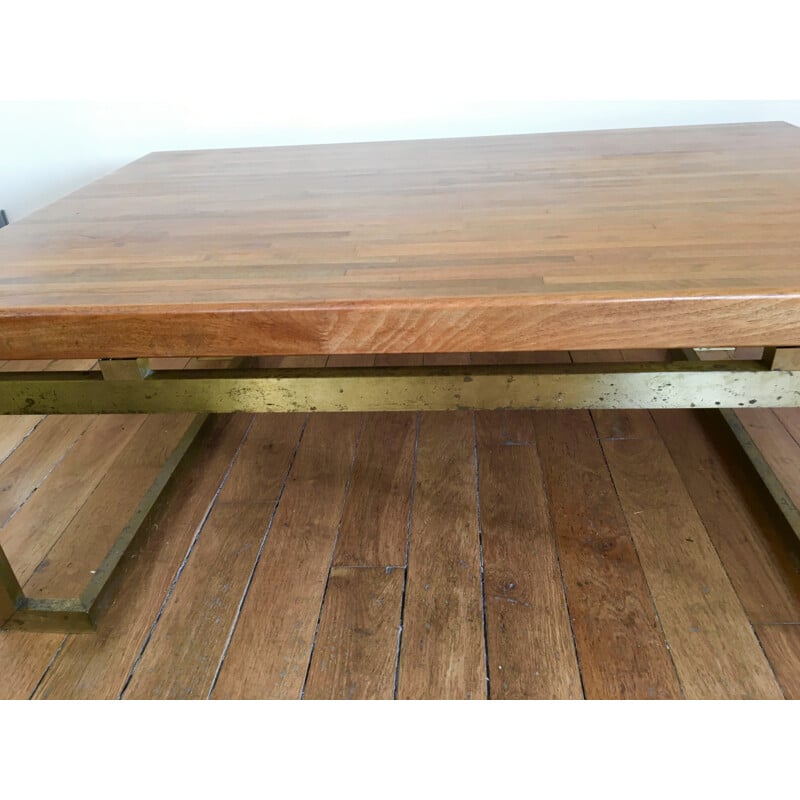 Vintage rectangular laminated wood coffee table by Maison Jansen - 1970s