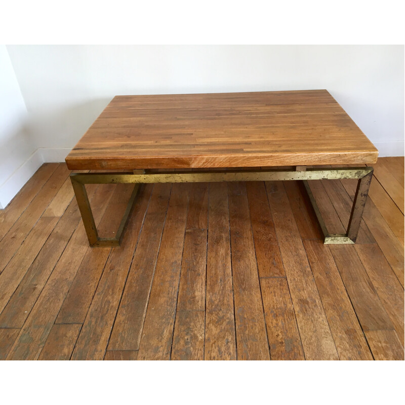 Vintage rectangular laminated wood coffee table by Maison Jansen - 1970s