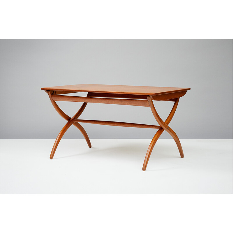 Teak & Oak Cross Leg Table by Ole Wanscher - 1950s