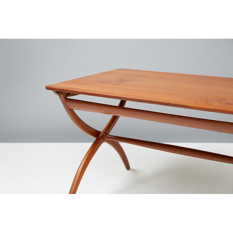 Teak & Oak Cross Leg Table by Ole Wanscher - 1950s