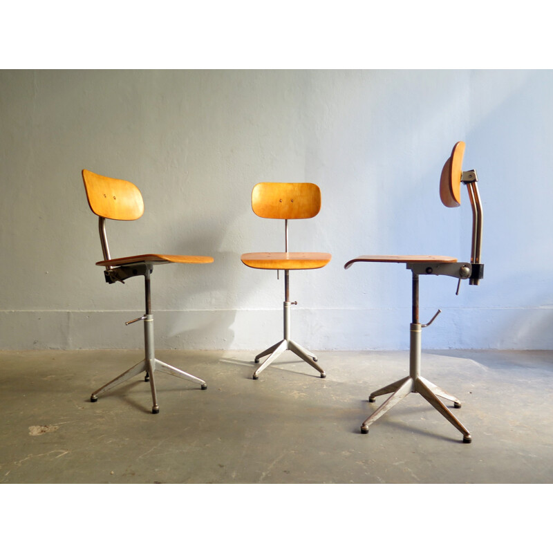 Vintage Industrial adjustable cast iron base office chairs - 1950s