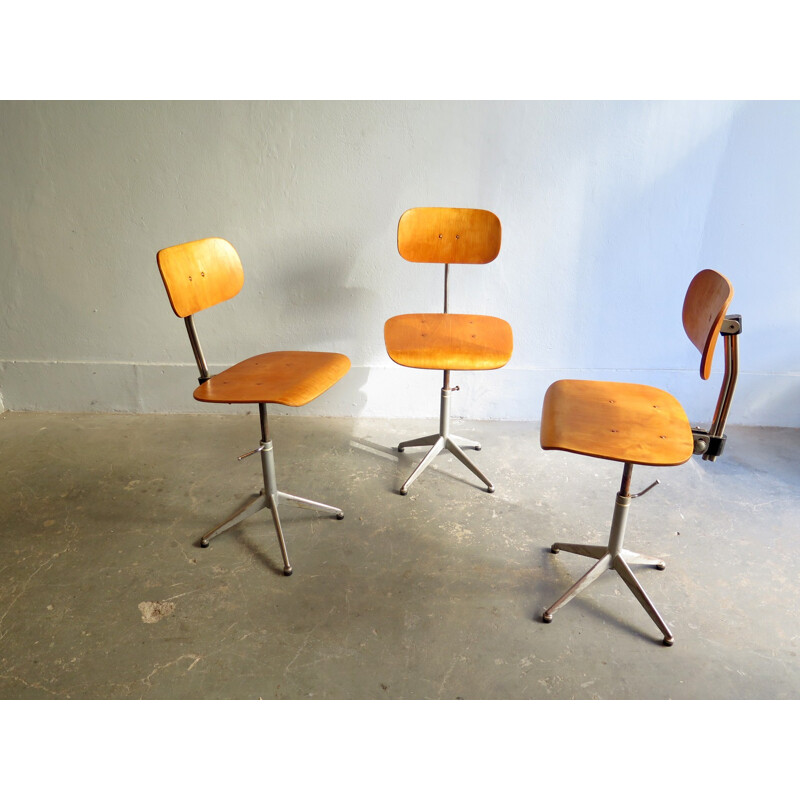 Vintage Industrial adjustable cast iron base office chairs - 1950s