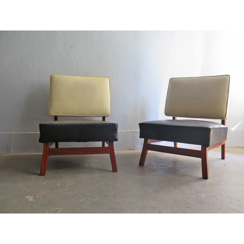 Vintage Bauhaus easy-chairs with upholstery - 1940s