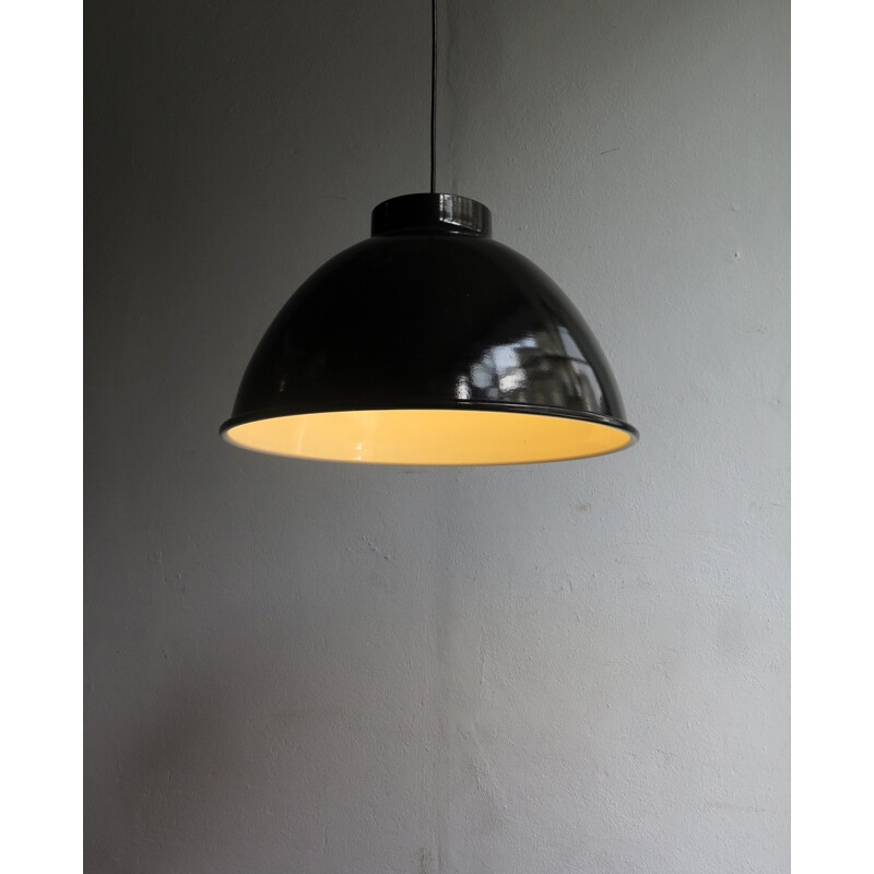 Vintage Industrial metal black and white pendant lamps - 1950s