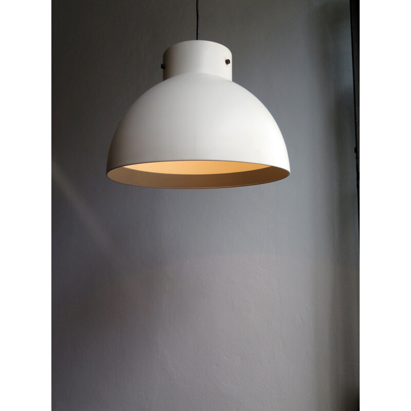 Danish Vintage white industrial pendant lamp - 1970s