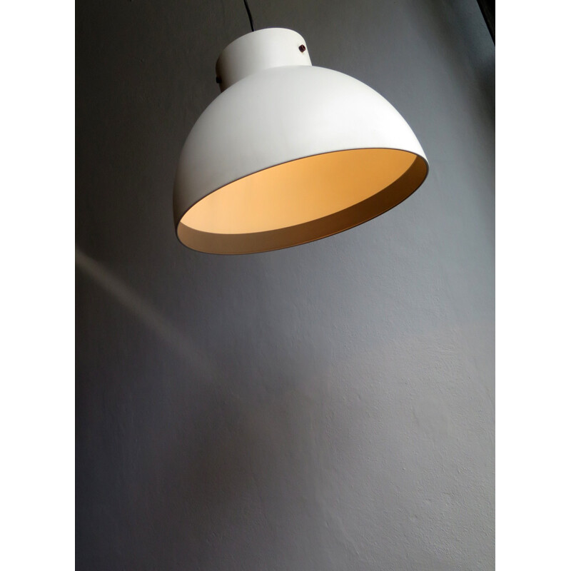 Danish Vintage white industrial pendant lamp - 1970s
