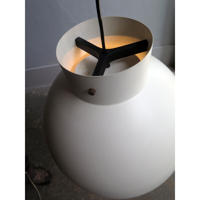 Danish Vintage white industrial pendant lamp - 1970s