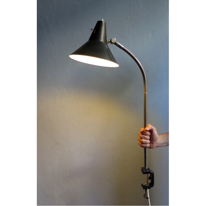 Lampe de bureau "Hala" noire avec bras flexible - 1960