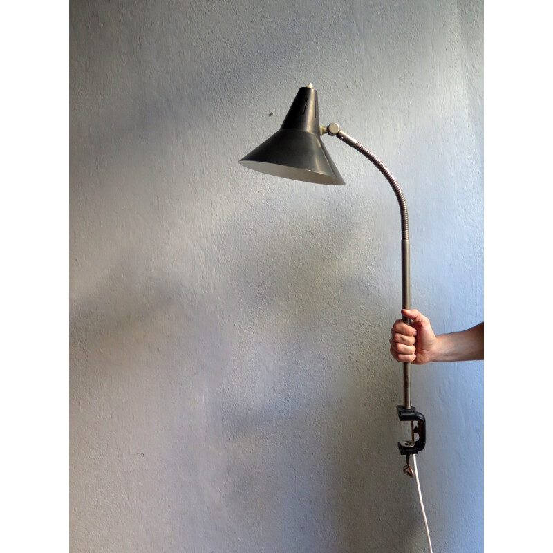 Lampe de bureau "Hala" noire avec bras flexible - 1960