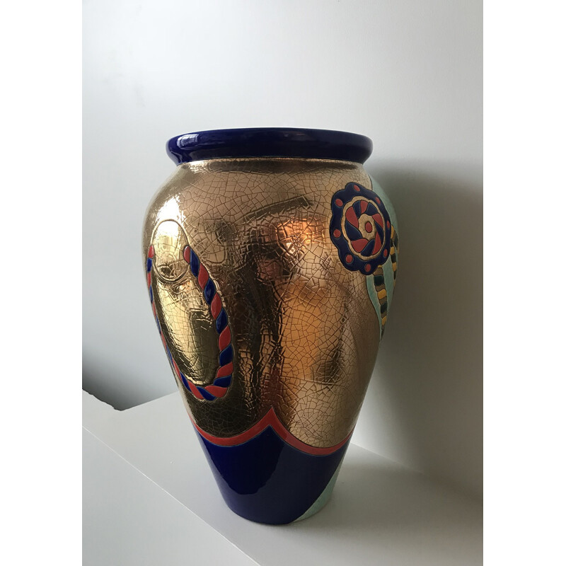 Vintage multi toned "Rocaillé" vase by Danillo Curetti - 1980s