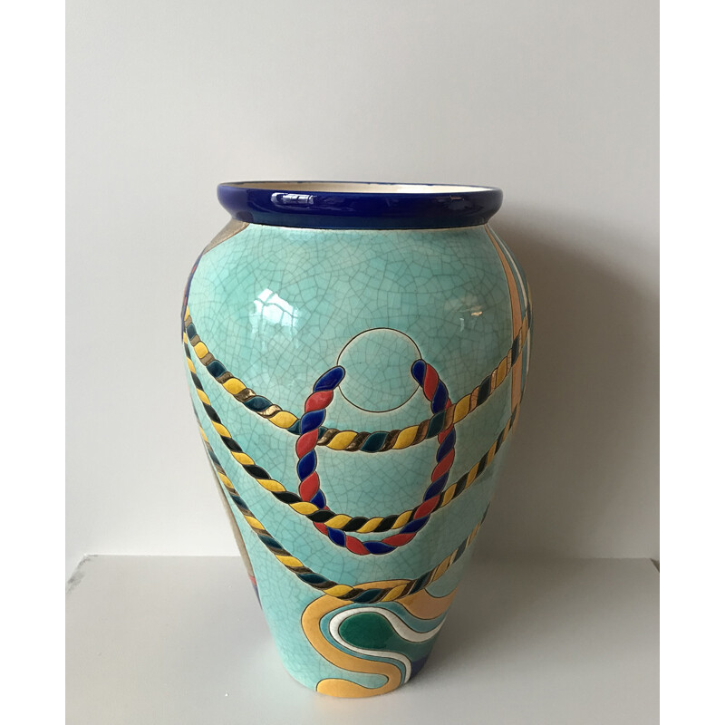 Vintage multi toned "Rocaillé" vase by Danillo Curetti - 1980s