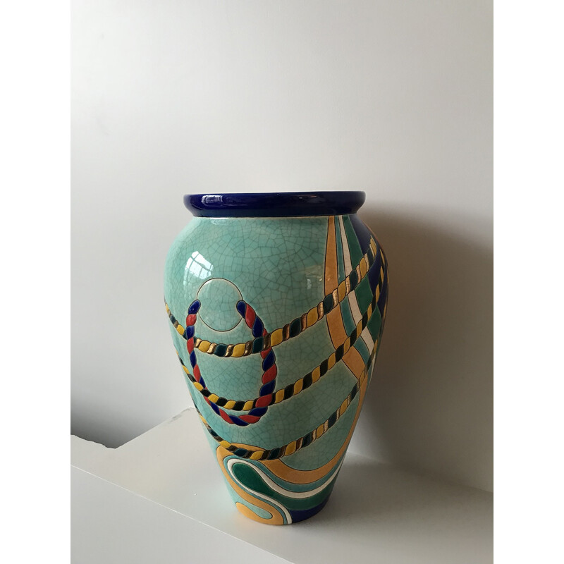 Vintage multi toned "Rocaillé" vase by Danillo Curetti - 1980s