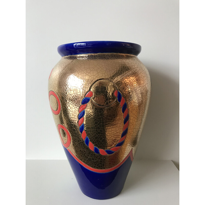 Vintage multi toned "Rocaillé" vase by Danillo Curetti - 1980s