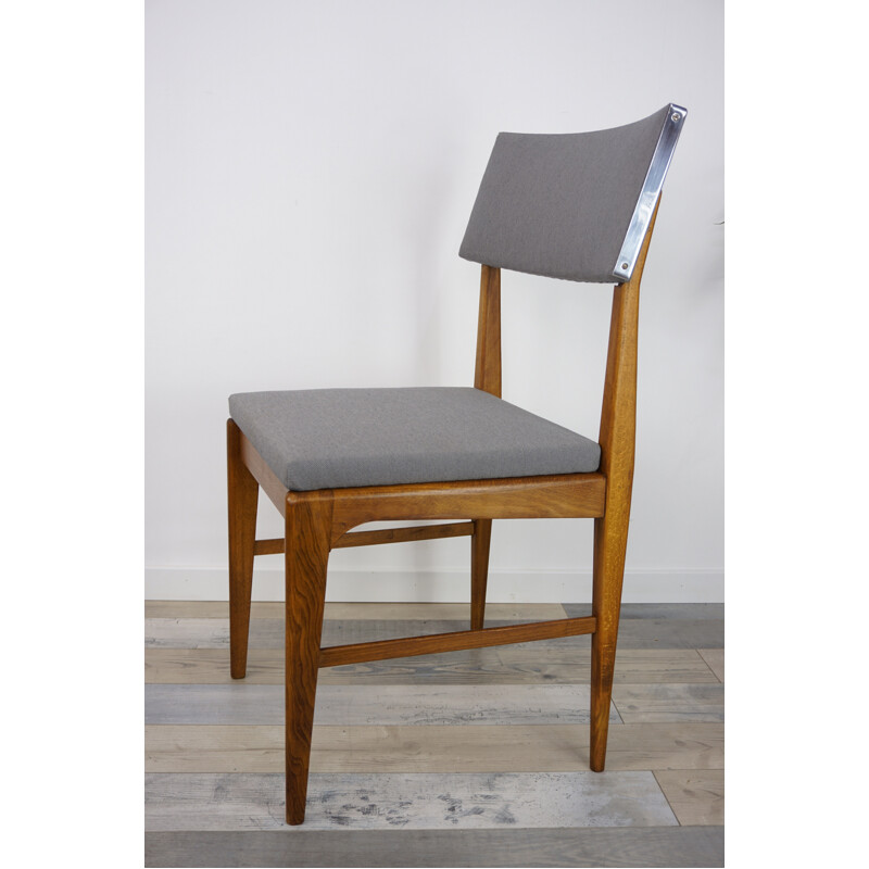 Set of 4 grey vintage chairs in teak - 1950s