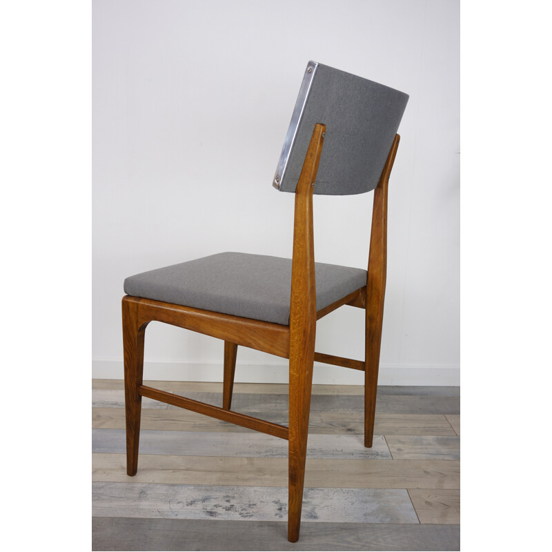 Set of 4 grey vintage chairs in teak - 1950s