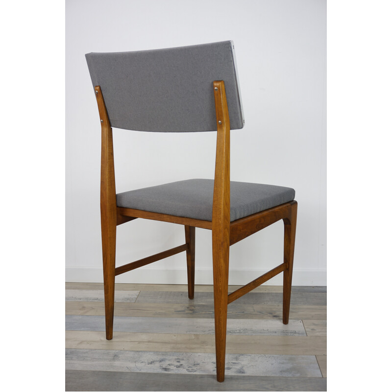 Set of 4 grey vintage chairs in teak - 1950s