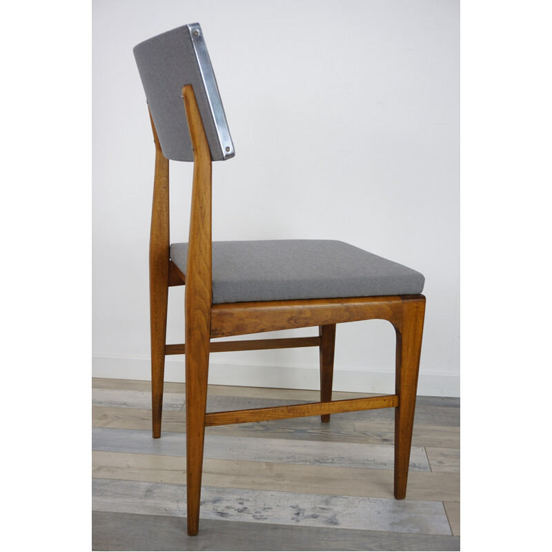 Set of 4 grey vintage chairs in teak - 1950s