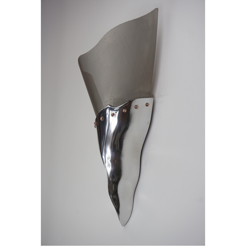 Vintage wall lamp in aluminium by Maison Lucien Gau Paris - 1980s