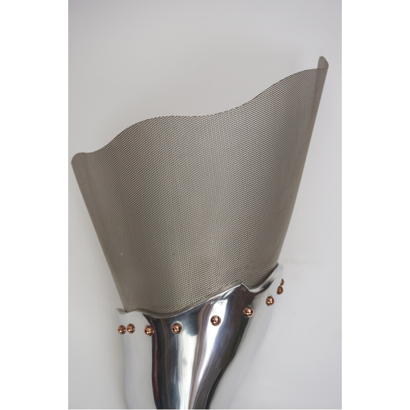 Vintage wall lamp in aluminium by Maison Lucien Gau Paris - 1980s