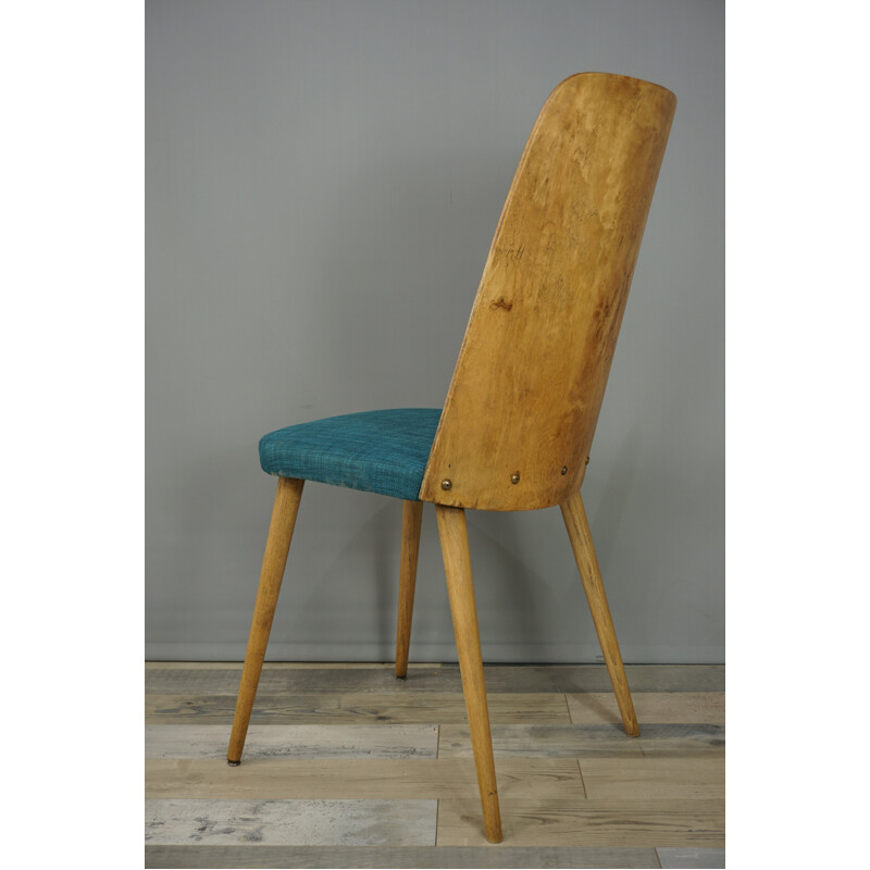 Vintage scandinavian chair in curved wood - 1960s