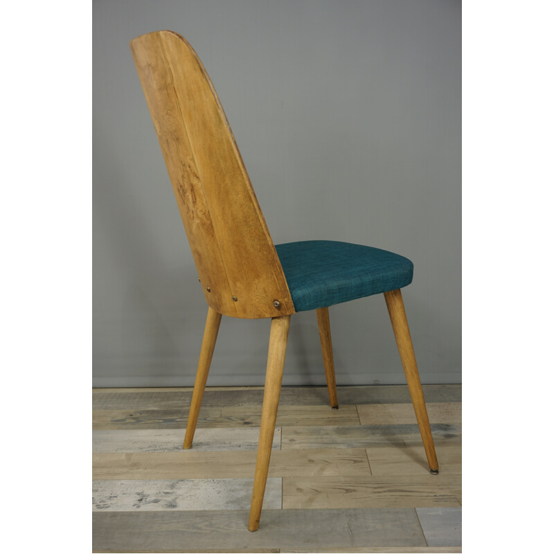 Vintage scandinavian chair in curved wood - 1960s