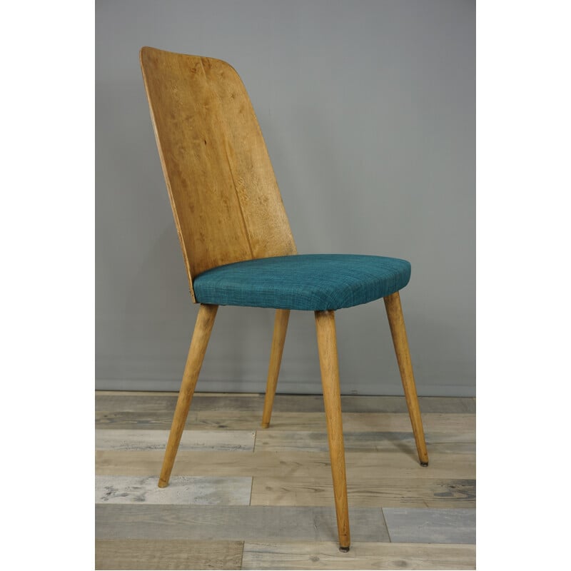 Vintage scandinavian chair in curved wood - 1960s