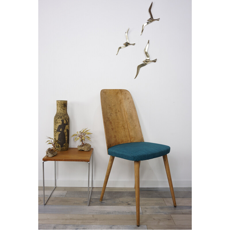 Vintage scandinavian chair in curved wood - 1960s