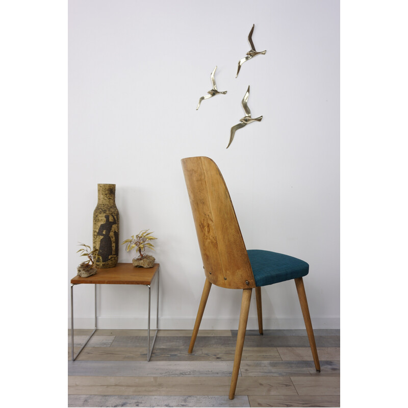 Vintage scandinavian chair in curved wood - 1960s