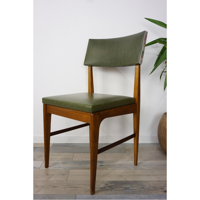 Vintage kaki green chair in teak - 1950s