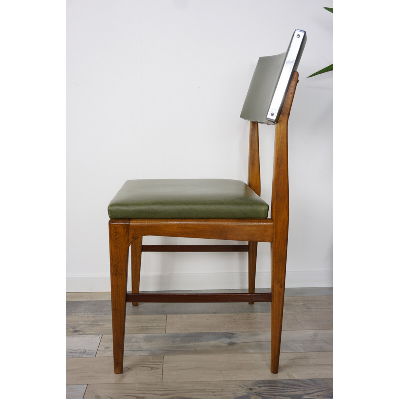 Vintage kaki green chair in teak - 1950s