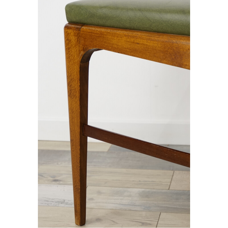 Vintage kaki green chair in teak - 1950s