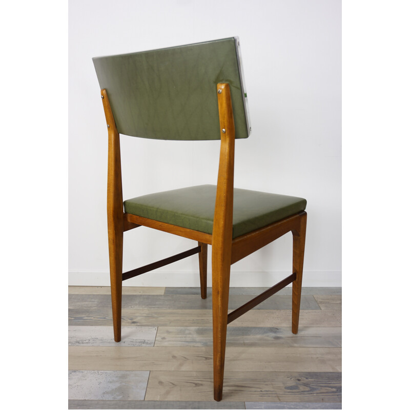 Vintage kaki green chair in teak - 1950s