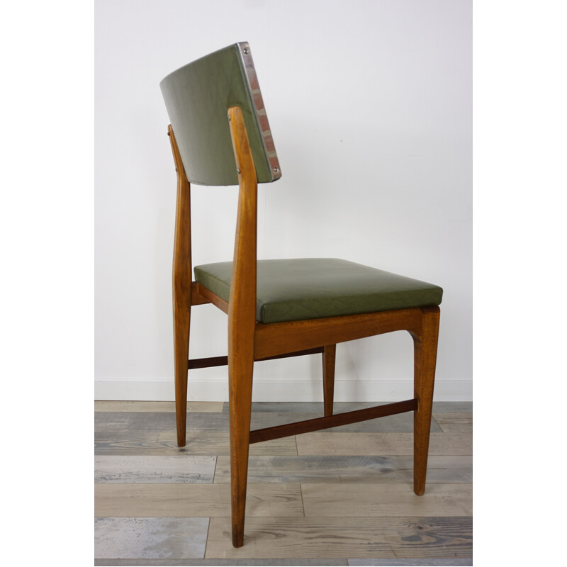 Vintage kaki green chair in teak - 1950s