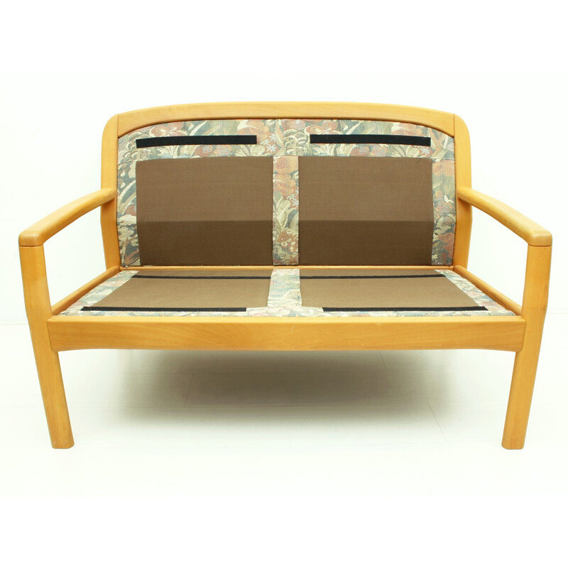 Vintage Danish beechwood and fabric sofa by Dyrlund - 1980s