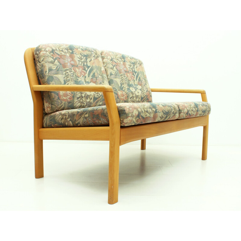 Vintage Danish beechwood and fabric sofa by Dyrlund - 1980s