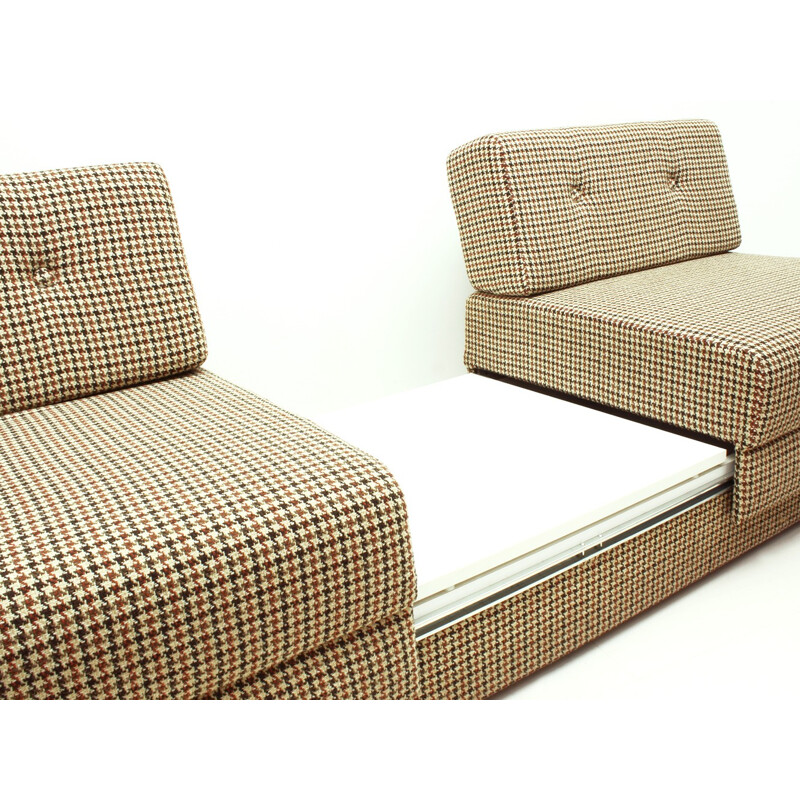 Vintage German extendible sofa with Integrated table - 1970s