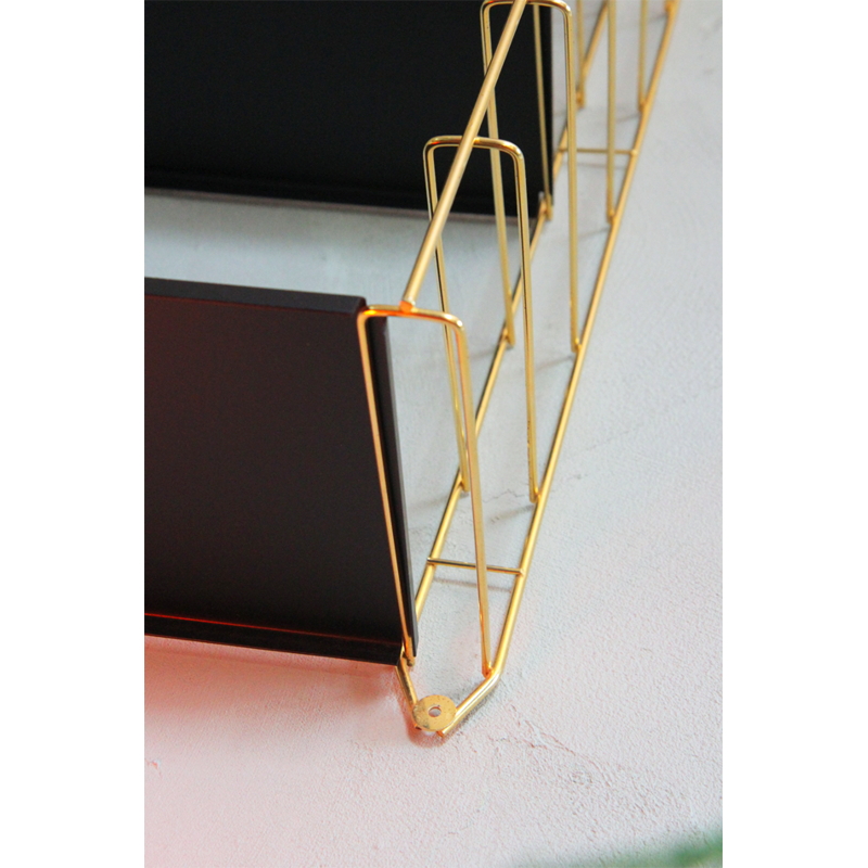 Vintage wall shelf with gold metal frame by Adriaan Dekker for Tomado Holland - 1950s