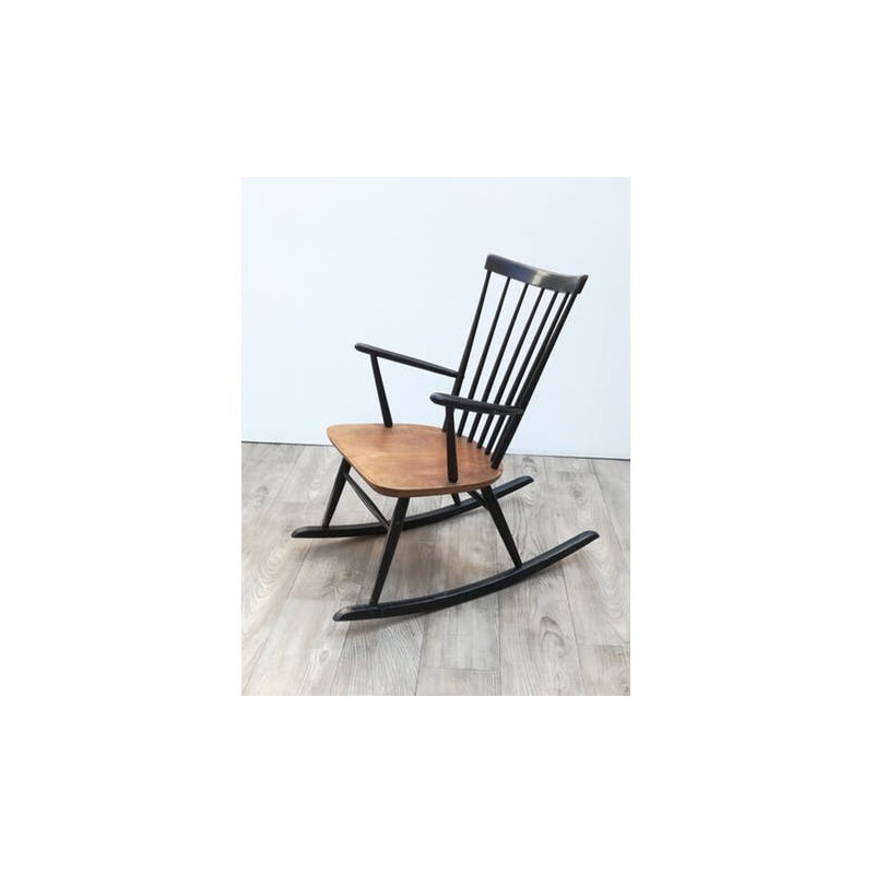 Rocking chair vintage scandinave en teck - 1960