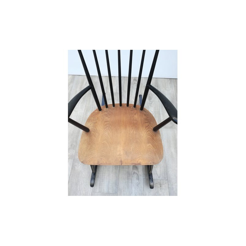 Rocking chair vintage scandinave en teck - 1960