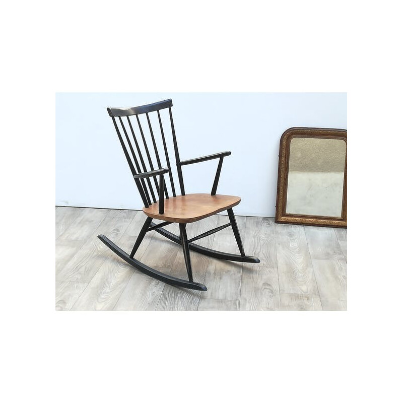 Vintage scandinavian teak rocking chair - 1960s