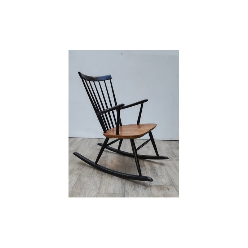 Vintage scandinavian teak rocking chair - 1960s