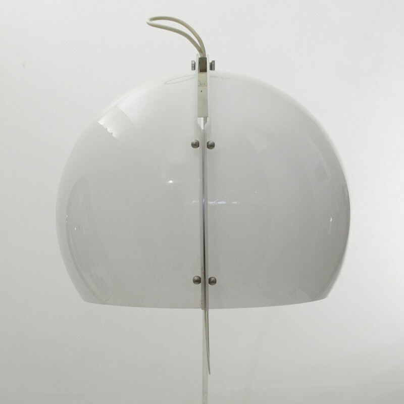 Lampadaire vintage à arc avec abat-jour en plexiglas - 1960