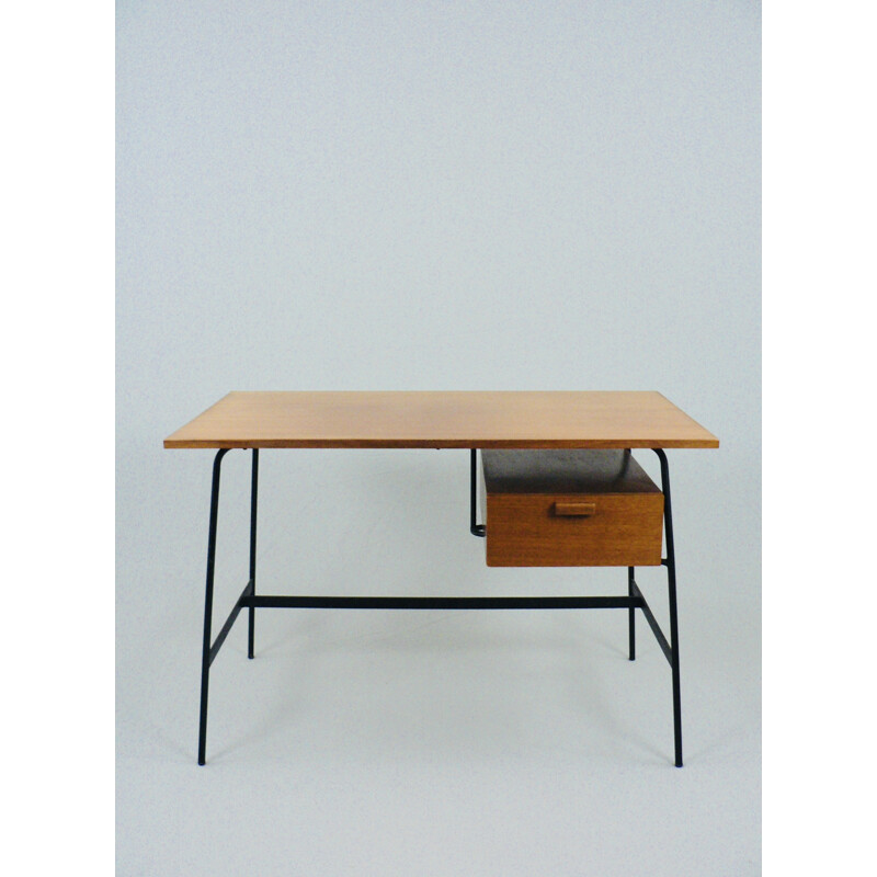 Vintage "CM178" black lacquered metal desk by Pierre Paulin for Thonet - 1950s