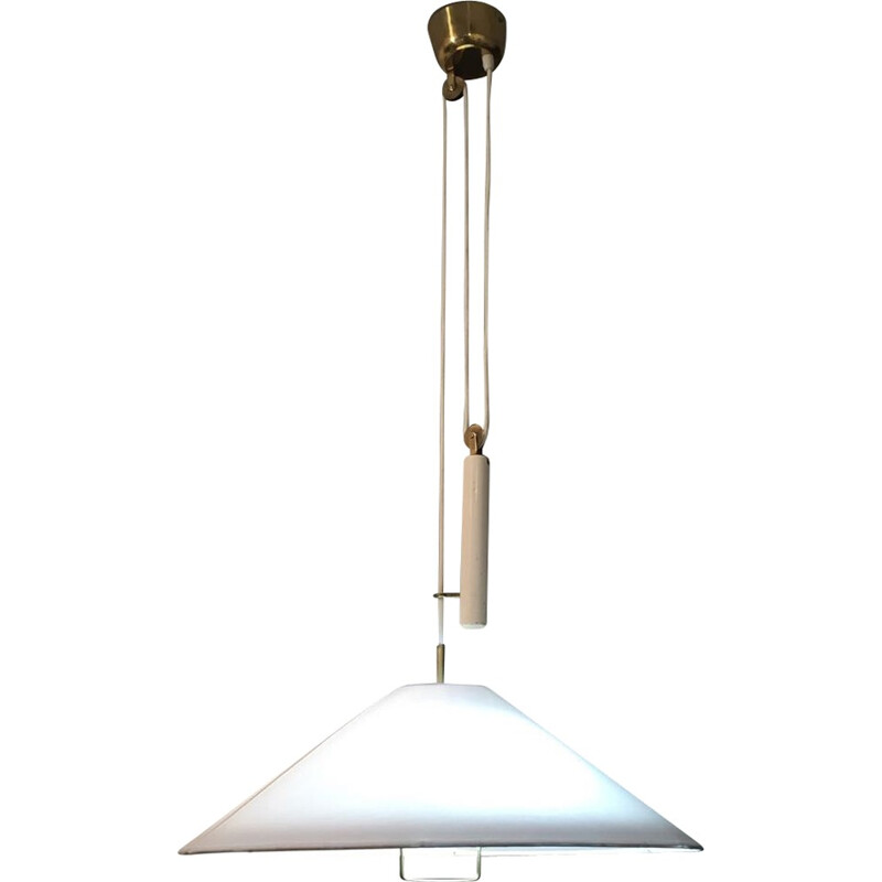 Vintage brass large pendulum pendant lamp by Paavo Tynell for Taito - 1960s