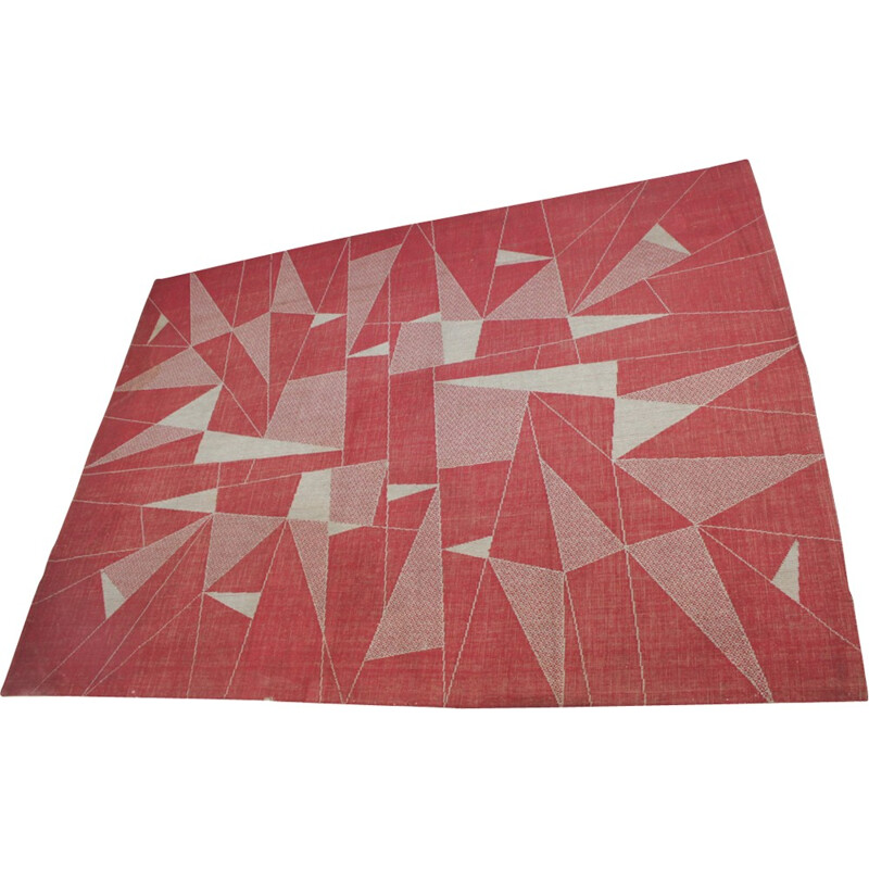 Vintage geometric rug, Czechoslovakia - 1950s