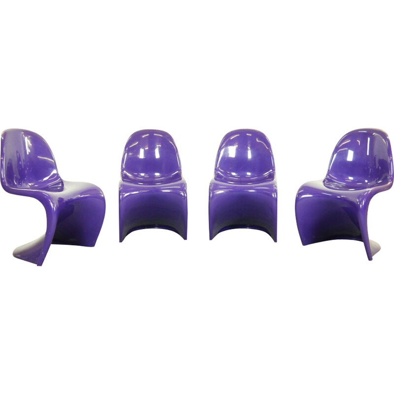 Set 4 Panton Chairs in purple FehlbaumHerman Miller 1974